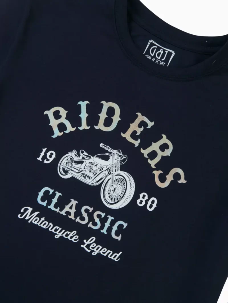 Gini And Jony Boys Navy Blue Graphic Print Cotton T-Shirt Half Sleeves