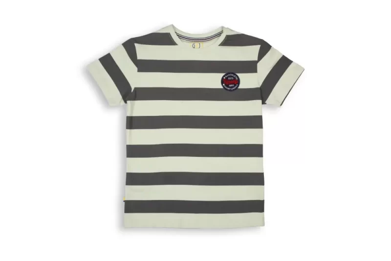 Gini And Jony Boys Green Stripes Cotton T-Shirt Half Sleeves