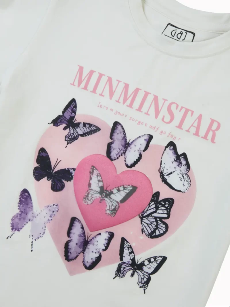 Gini And Jony Girls Off White Graphic Print Cotton Knits Top Half Sleeves