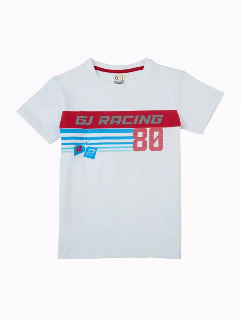 Gini And Jony Boys White Graphic Cotton T-Shirt Half Sleeves