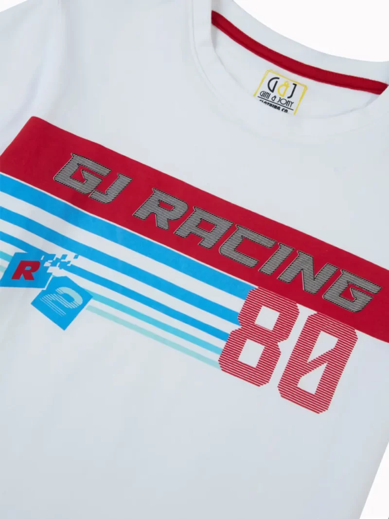 Gini And Jony Boys White Graphic Cotton T-Shirt Half Sleeves