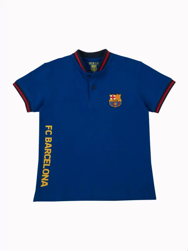 Gini And Jony Boys Blue Patch Cotton Polo T-Shirt Half Sleeves