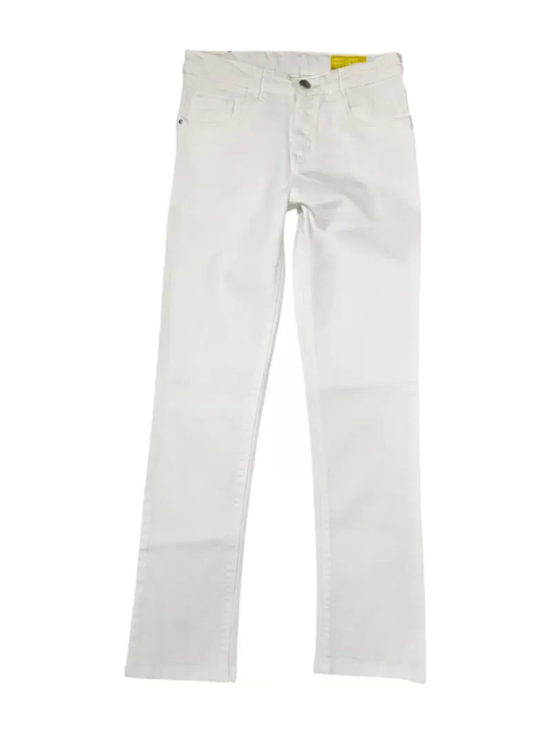 Gini And Jony Girls White Solid Cotton Jeans Fixed Waist
