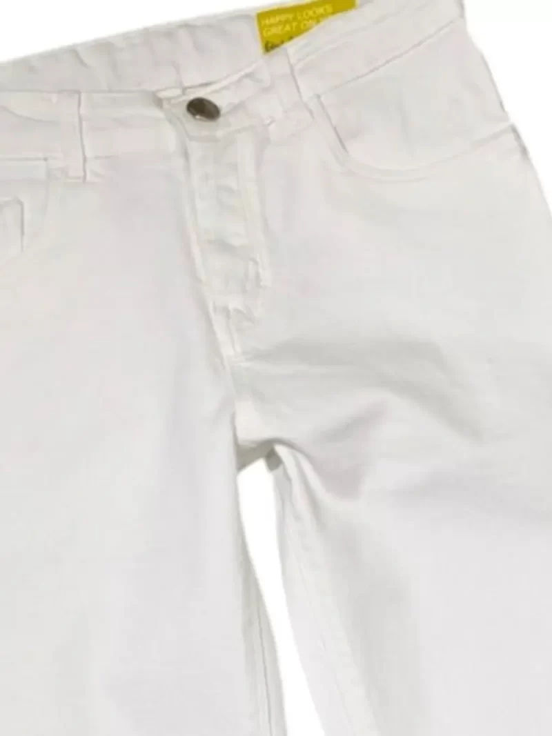 Gini And Jony Girls White Solid Cotton Jeans Fixed Waist
