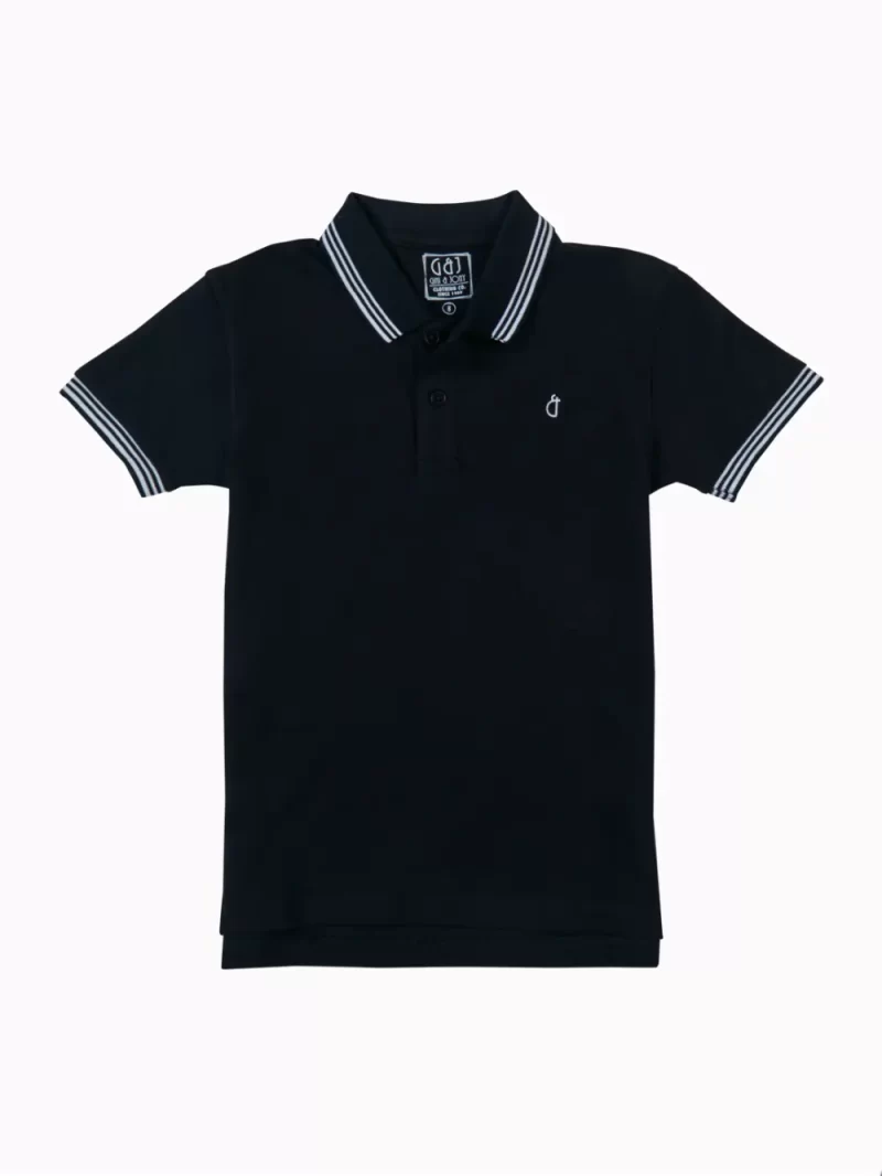 Gini And Jony Boys Navy Blue Solid Cotton Polo T-Shirt Half Sleeves
