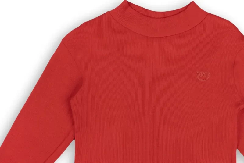 Gini And Jony Girls Red Solid Cotton Skivvy Full Sleeves