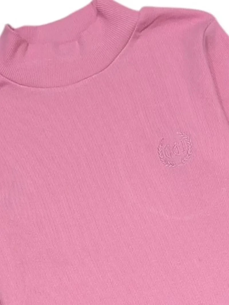 Gini And Jony Girls Pink Solid Cotton Skivvy Full Sleeves