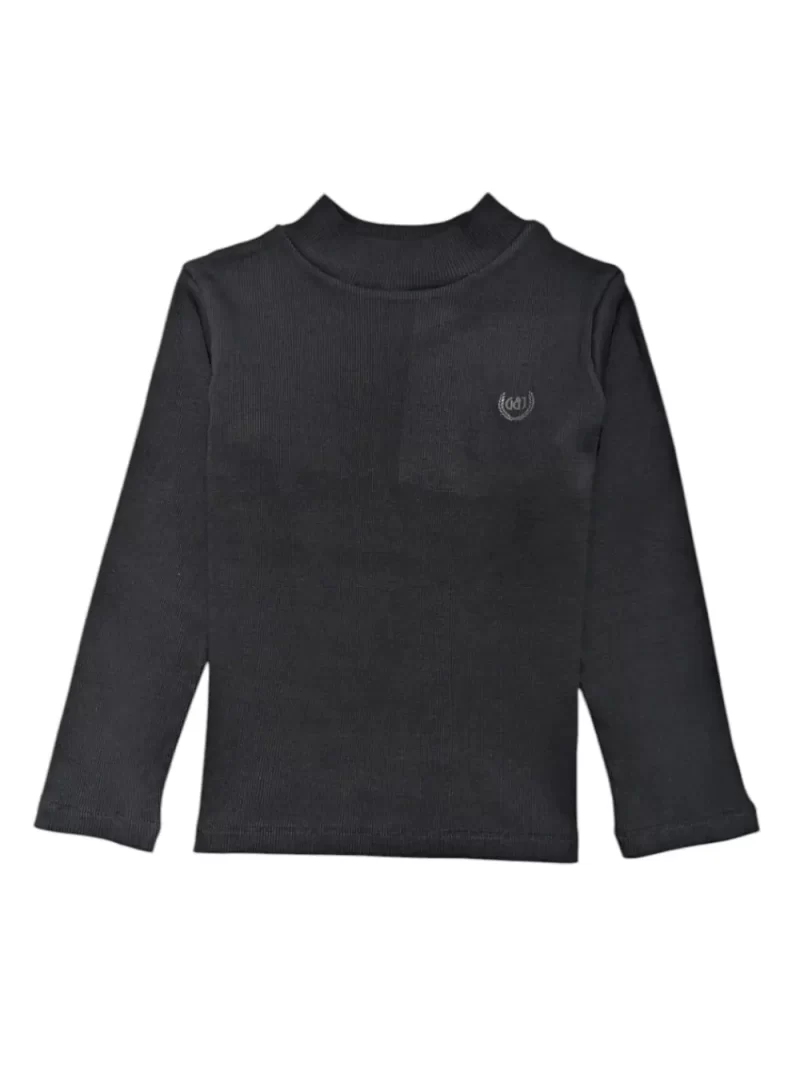 Gini And Jony Girls Black Solid Cotton Skivvy Full Sleeves