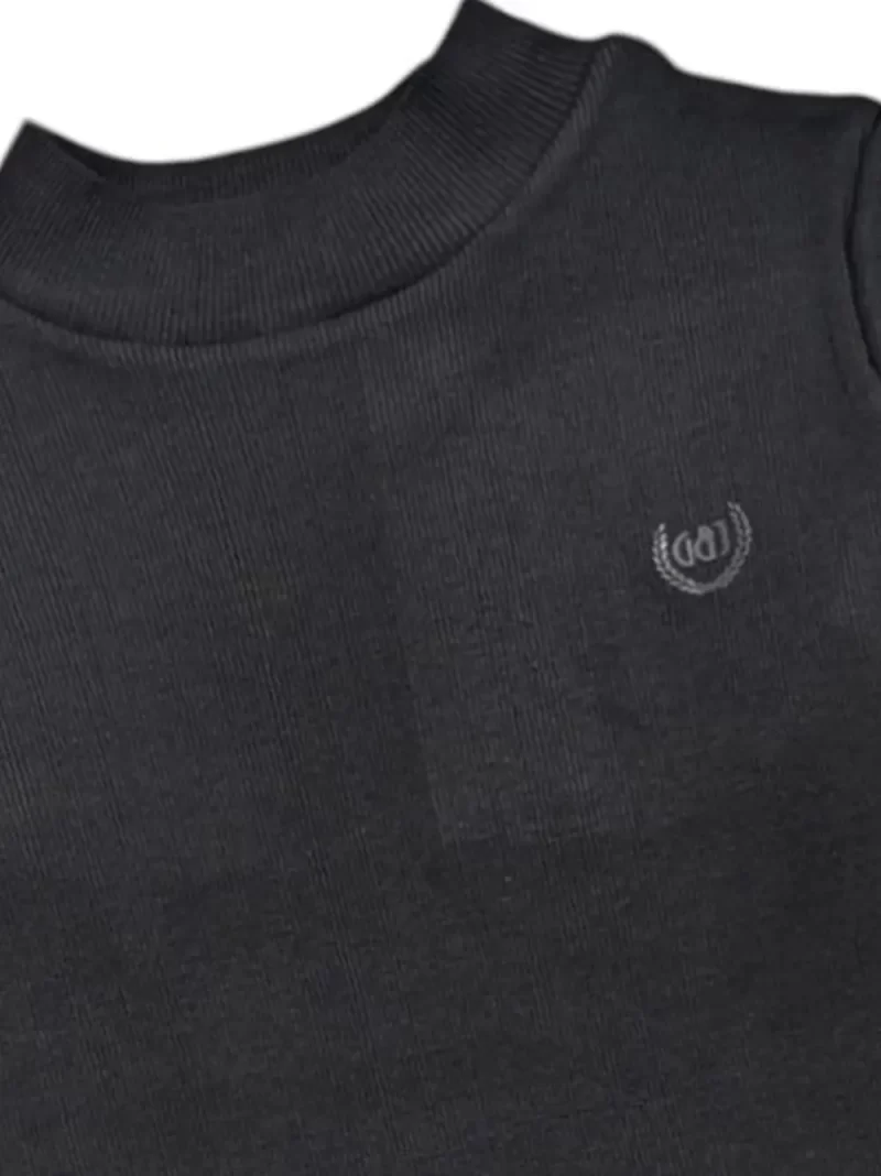 Gini And Jony Girls Black Solid Cotton Skivvy Full Sleeves