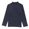 Gini And Jony Girls Navy Blue Solid Cotton Skivvy Full Sleeves