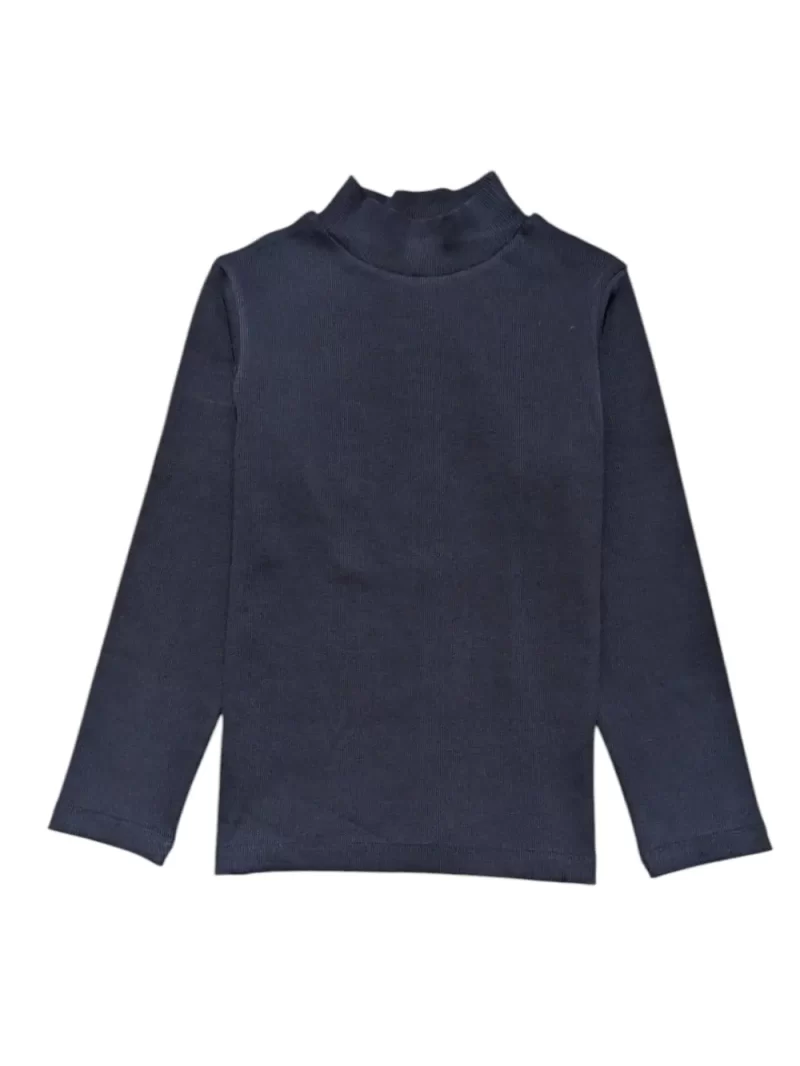 Gini And Jony Girls Navy Blue Solid Cotton Skivvy Full Sleeves