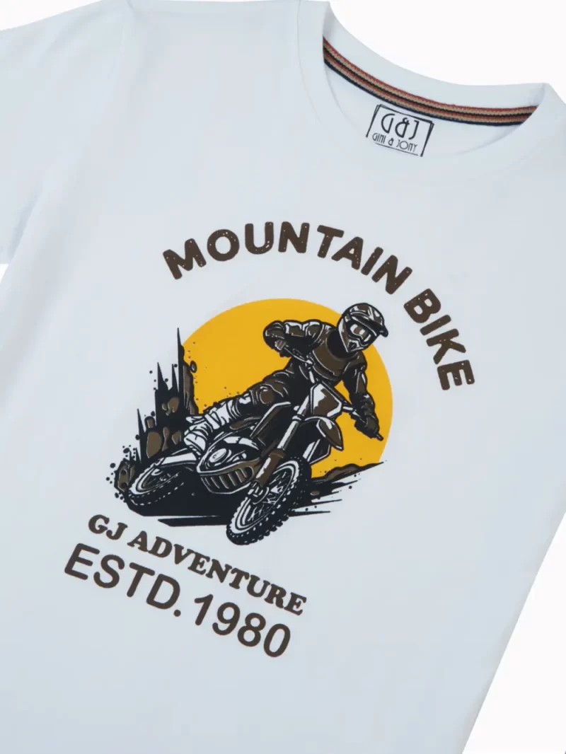 Gini And Jony Boys White Graphic Print Cotton T-Shirt Half Sleeves