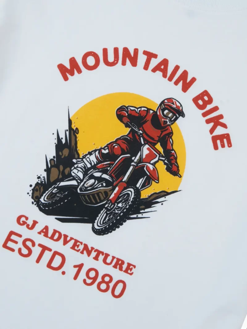 Gini And Jony Boys White Graphic Print Cotton T-Shirt Half Sleeves