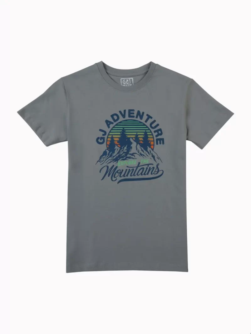 Gini And Jony Boys Grey Graphic Cotton T-Shirt Half Sleeves