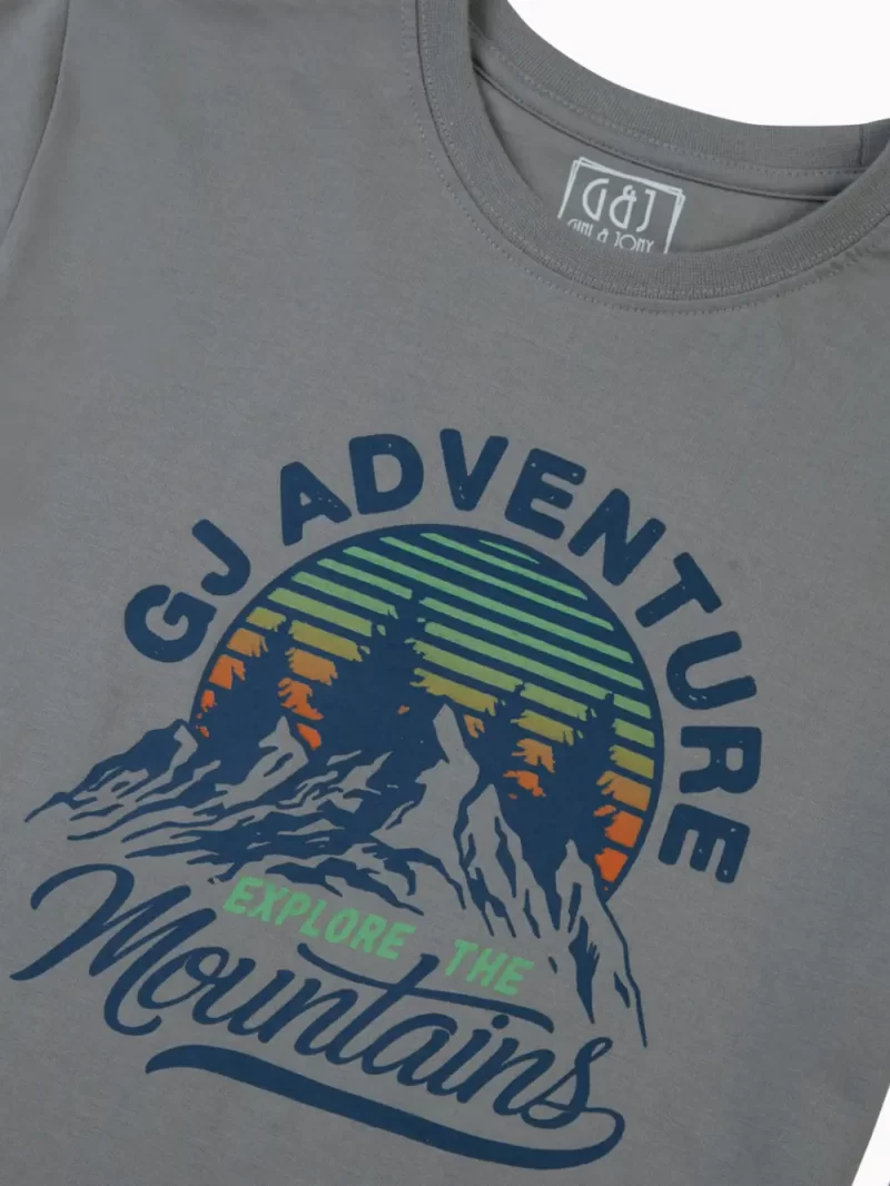 Gini And Jony Boys Grey Graphic Cotton T-Shirt Half Sleeves