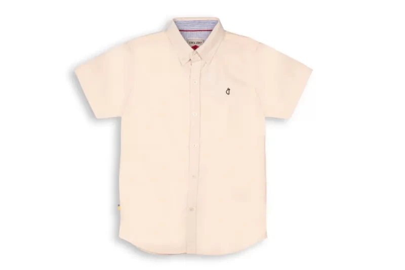 Gini And Jony Boys Beige Solid Cotton Shirt Half Sleeves