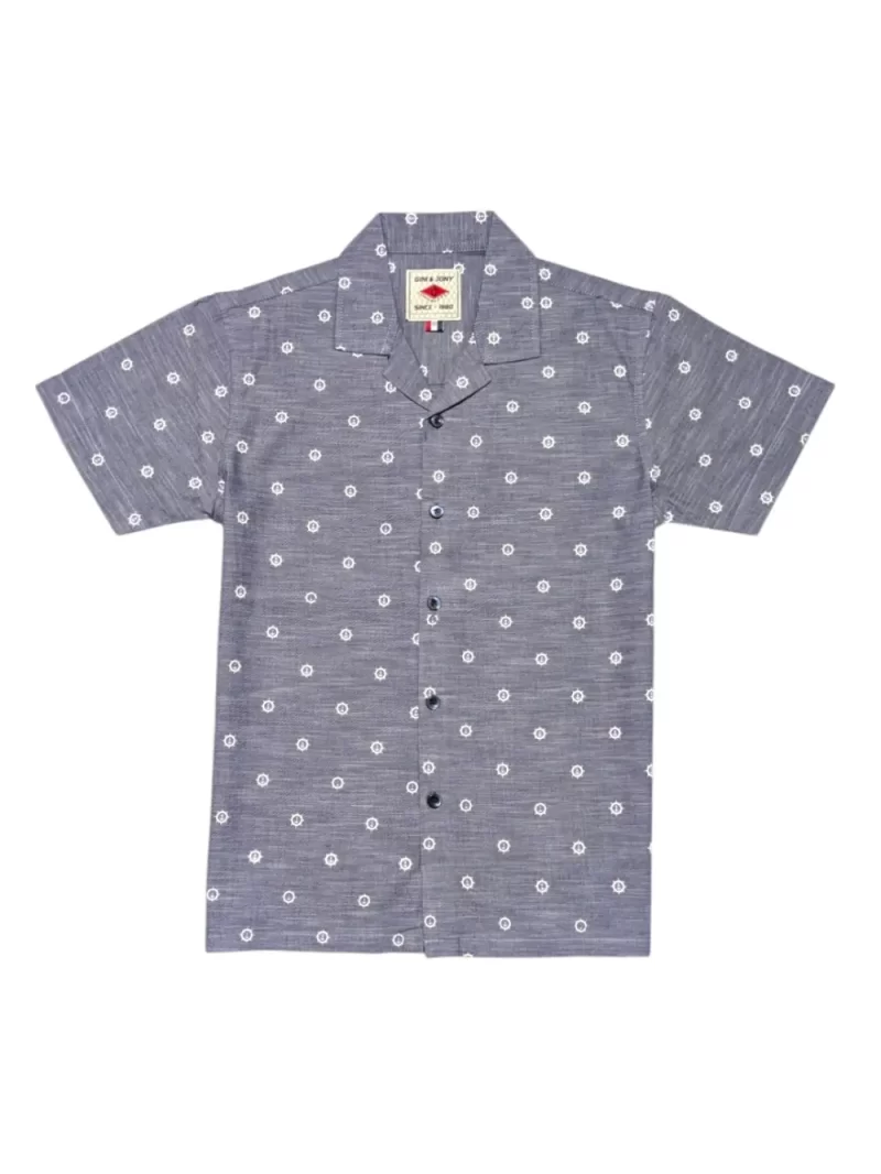 Gini And Jony Boys Grey Printed Cotton Shirt Half Sleeves
