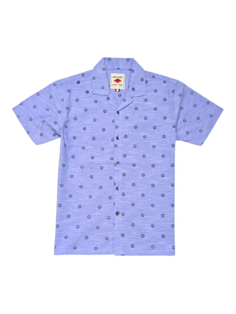 Gini And Jony Boys Blue Printed Cotton Shirt Half Sleeves
