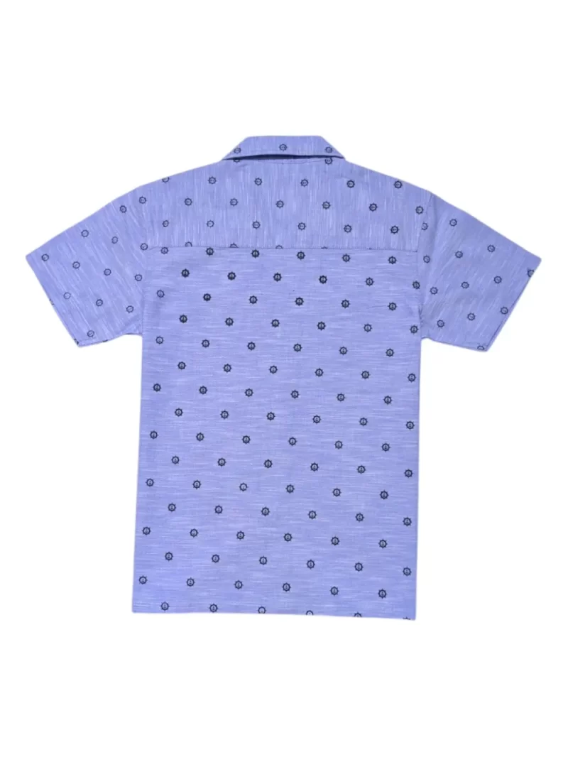 Gini And Jony Boys Blue Printed Cotton Shirt Half Sleeves
