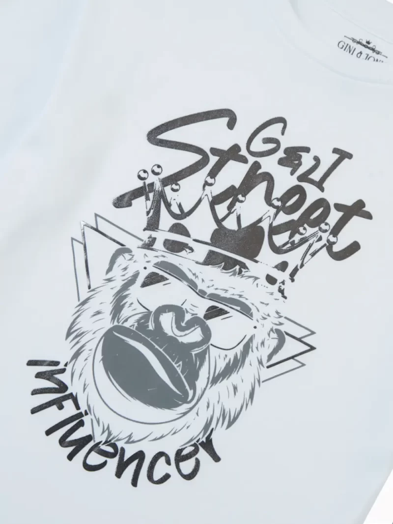 Gini And Jony Girls White Graphic Cotton Knits Top Full Sleeves