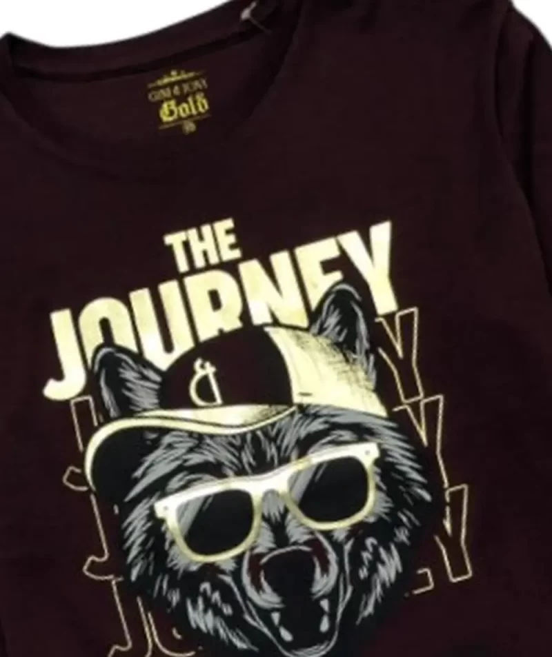 Gini And Jony Girls Maroon Graphic Cotton Knits Top Full Sleeves