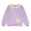 Gini And Jony Girls Purple Applique Cotton Sweat Shirt Full Sleeves