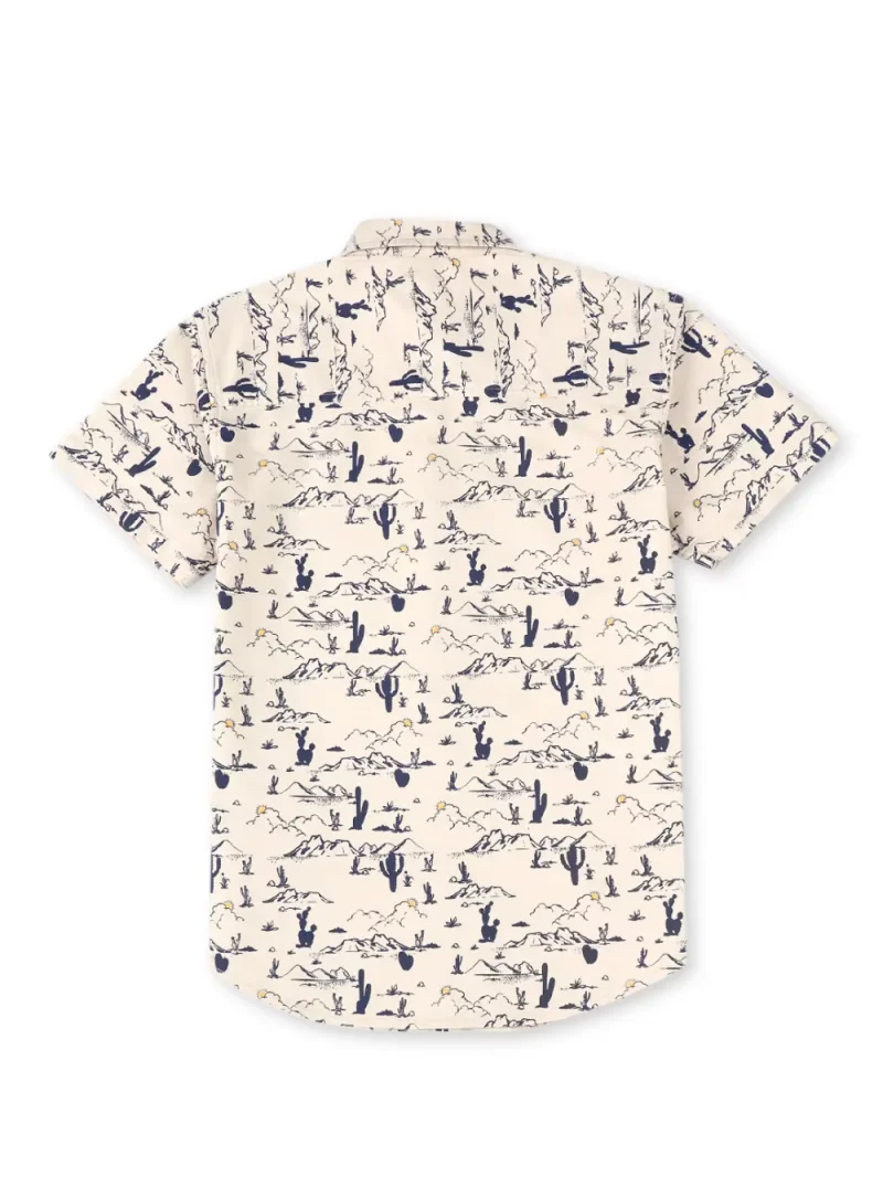 Palm Tree Boys Peach Abstract Print Cotton Shirt Half Sleeves