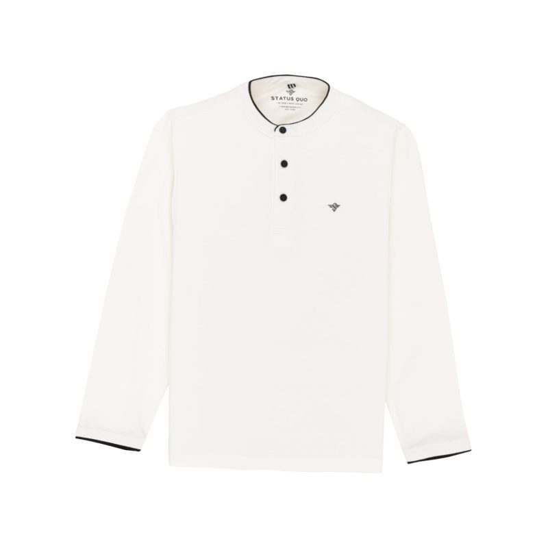 Status Quo Boys Solid Henley Neck Full Sleeves Regular Fit T-Shirt With Chest Brand Logo