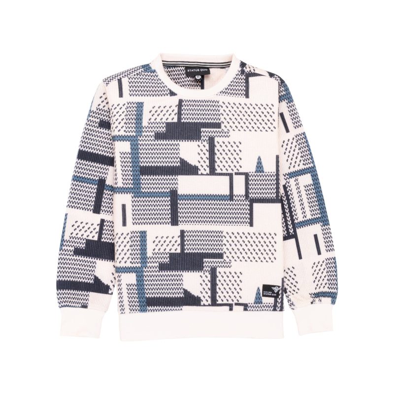 Status Quo Boys All Over Abstract Print Regular Fit Full Sleeves Lighwieght Sweatshirt