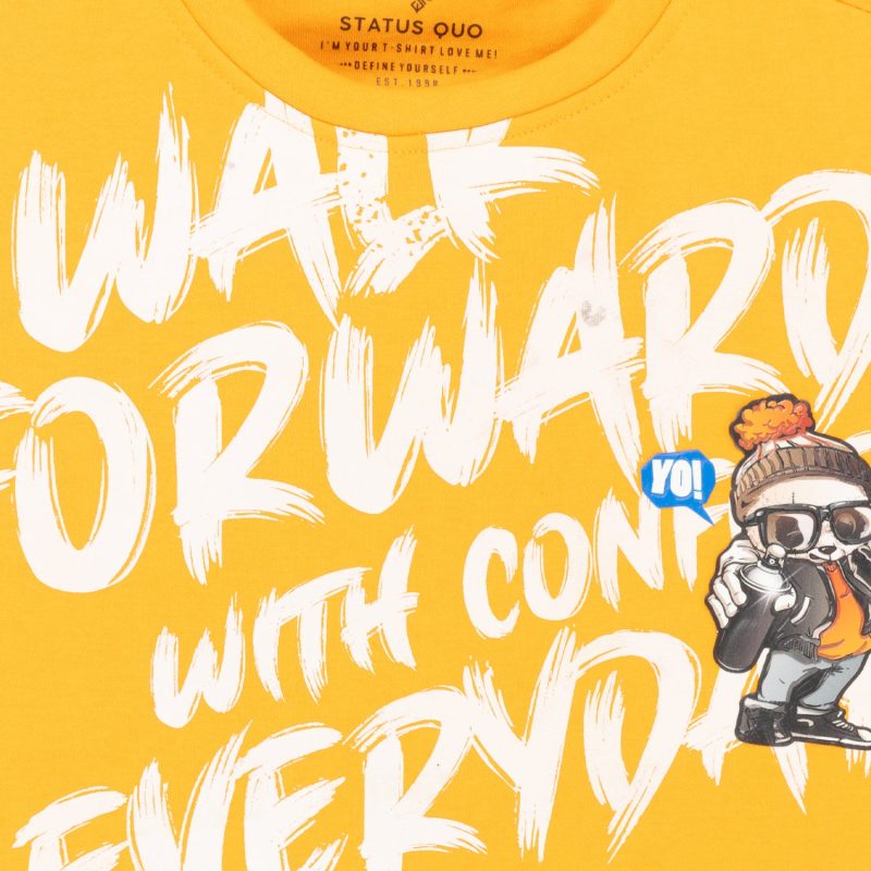 Status Quo Boys Front Typography And Cartoon Print Fleece Full Sleeve Sweatshirt