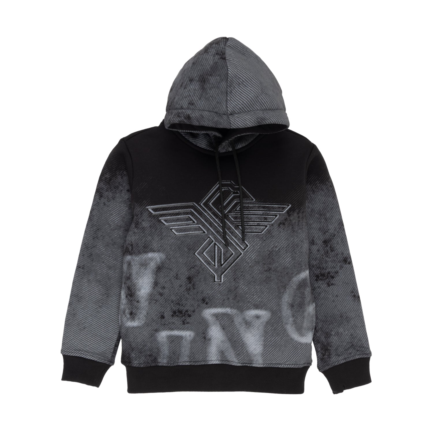 Status Quo Boys All-Over Ombre Print Logo Design Fleece Full Sleeve Hooded Sweatshirt