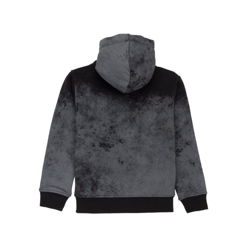 Status Quo Boys All-Over Ombre Print Logo Design Fleece Full Sleeve Hooded Sweatshirt