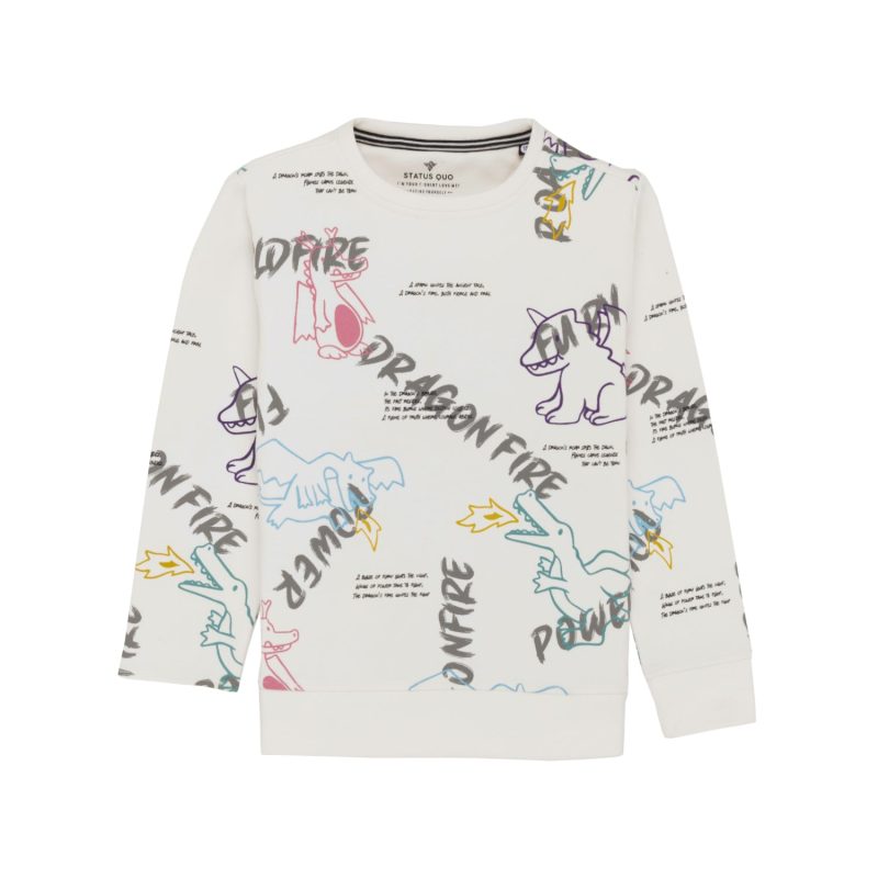 Status Quo Boys All Over Graphic Print Round Neck Fleece Full Sleeve Sweatshirt