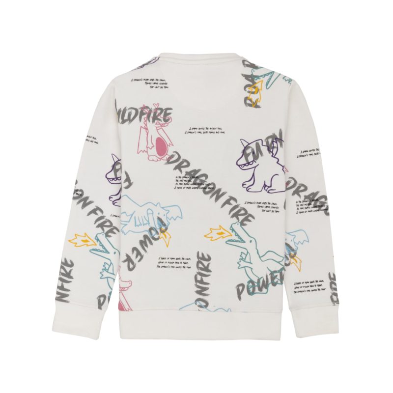 Status Quo Boys All Over Graphic Print Round Neck Fleece Full Sleeve Sweatshirt