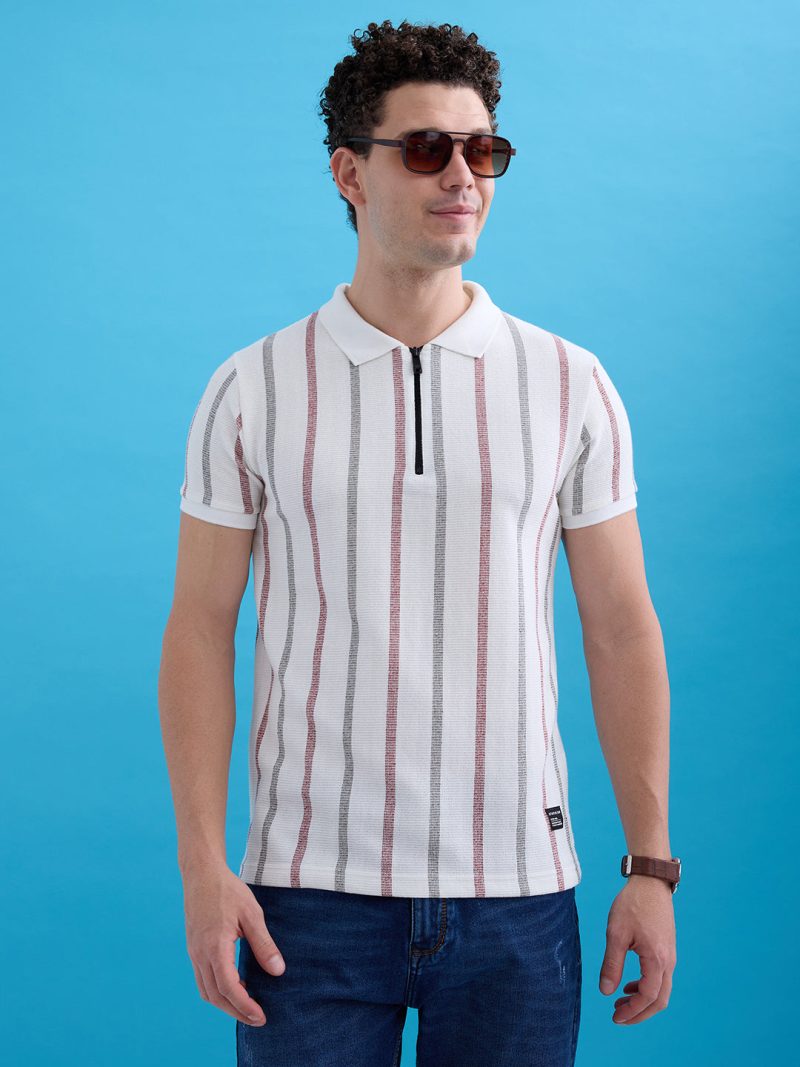 Status Quo Mens Solid Slim Fit Polo T-Shirt With Tipping Collar