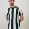 Status Quo Men'S Striped Regular Fit Polo T-Shirt With Tipping Detail And Half Sleeves