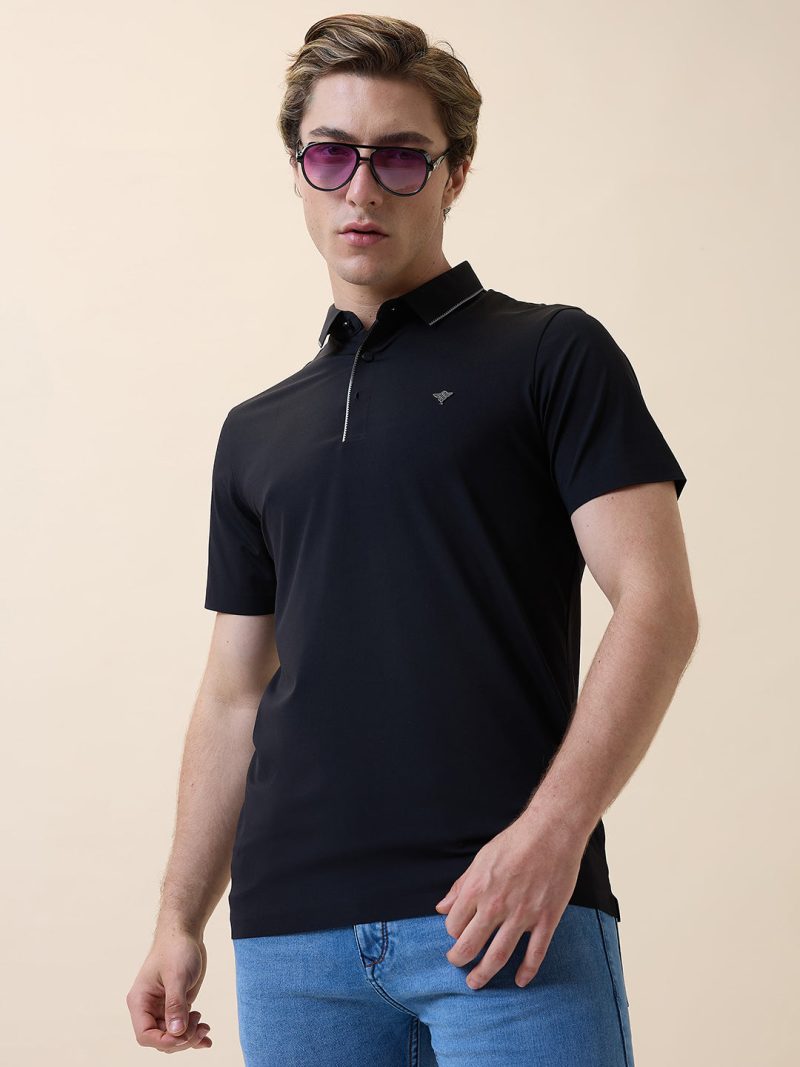 Status Quo Men'S Premium Solid Polo Collar Half Sleeves Regular Fit T-Shirt