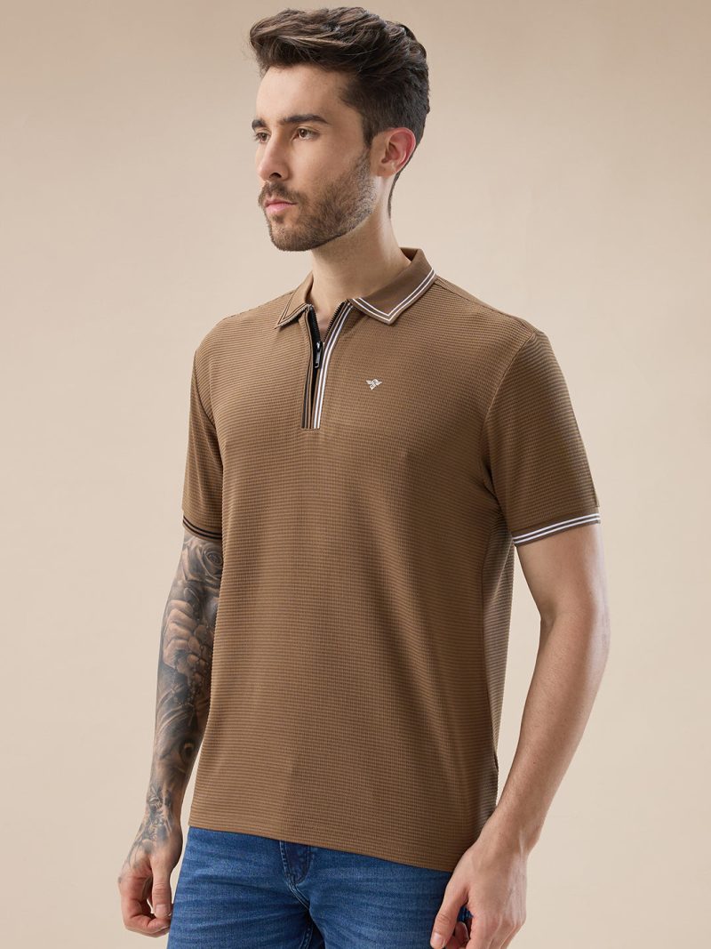 Status Quo Men'S Solid Regular Fit Half Sleeves Polo T-Shirt With Dual Color Tipping