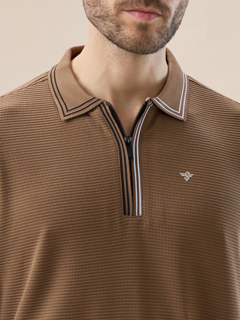 Status Quo Men'S Solid Regular Fit Half Sleeves Polo T-Shirt With Dual Color Tipping