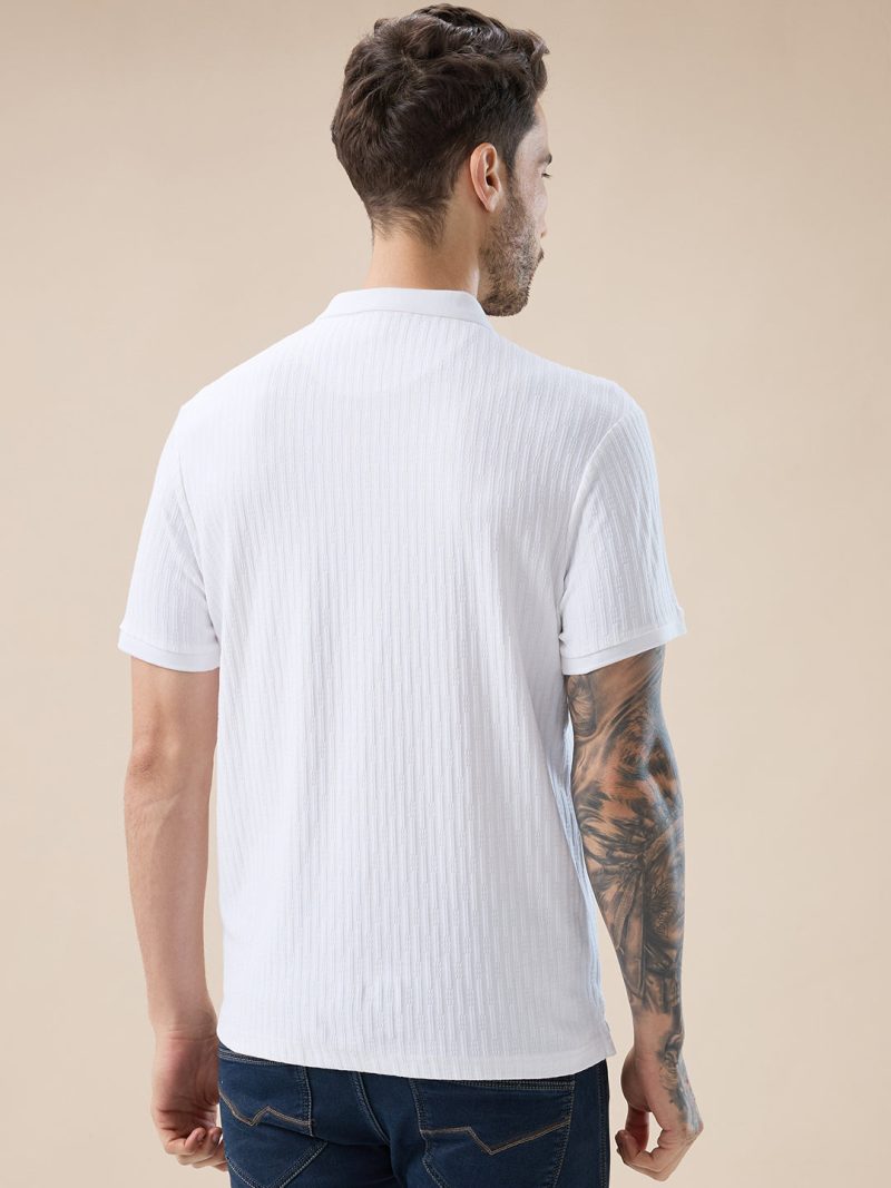 Status Quo Men'S Solid Striped Textured Half Sleeves Regular Fit Polo T-Shirt