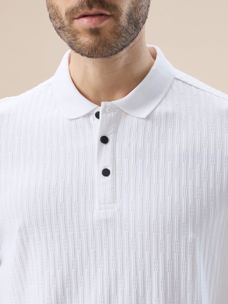 Status Quo Men'S Solid Striped Textured Half Sleeves Regular Fit Polo T-Shirt