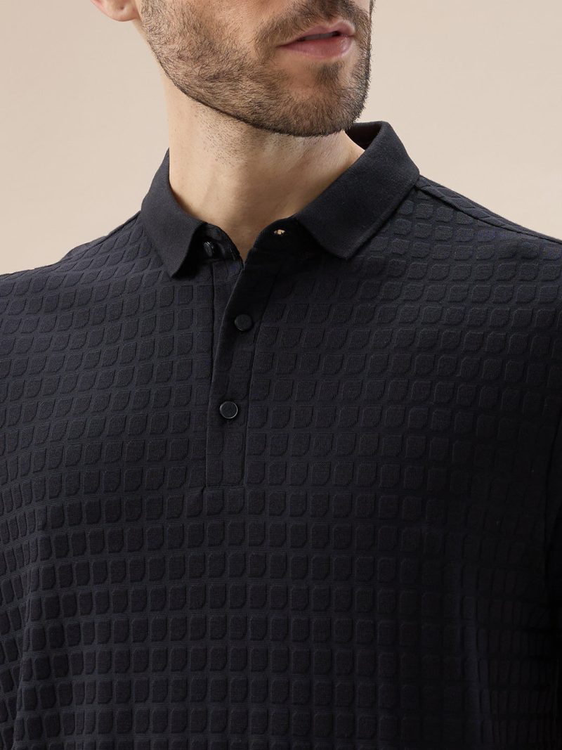 Status Quo Men'S Solid Box Textured Half Sleeves Regular Fit Polo T-Shirt