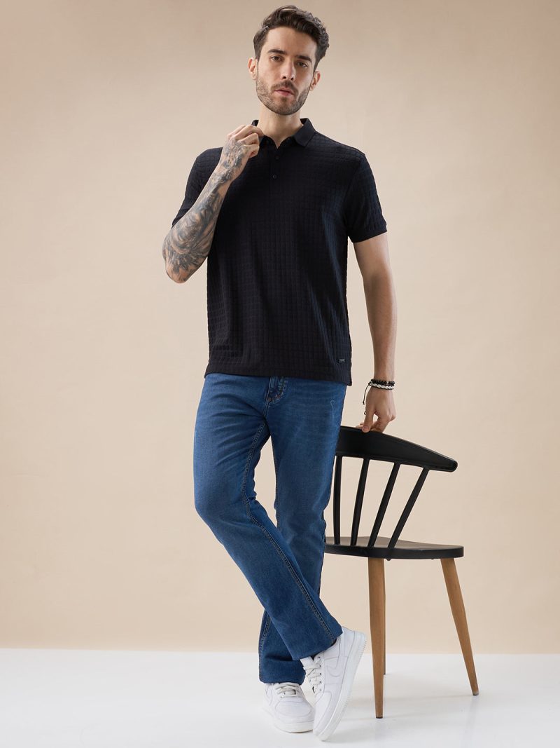 Status Quo Men'S Solid Box Textured Half Sleeves Regular Fit Polo T-Shirt