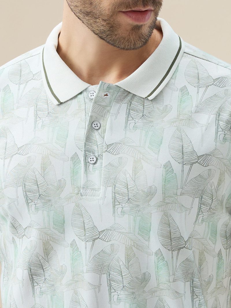 Status Quo Men'S Half Sleeves Regular Fit Tropical Polo Tshirt With Tipping