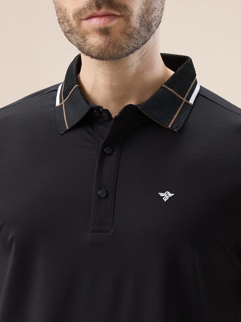 Status Quo Men'S Solid Half Sleeves Polo T-Shirt With Design Tipping Collar And Sleeves