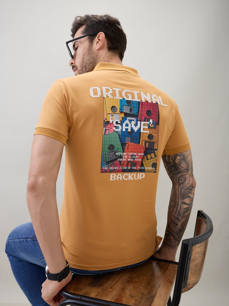 Status Quo Mens Back Graphic Print Polo Collar Regular Fit Half Sleeve T-Shirt