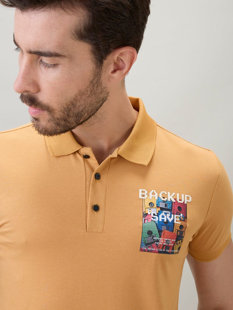 Status Quo Mens Back Graphic Print Polo Collar Regular Fit Half Sleeve T-Shirt