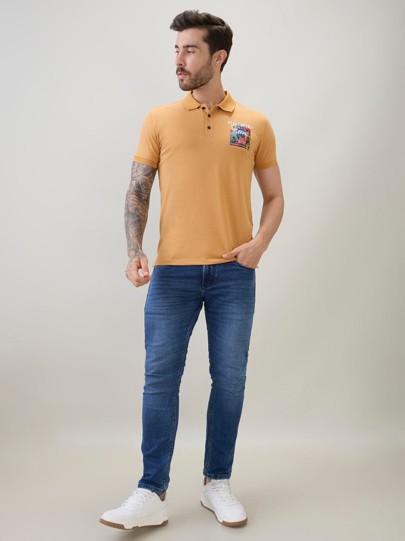 Status Quo Mens Back Graphic Print Polo Collar Regular Fit Half Sleeve T-Shirt