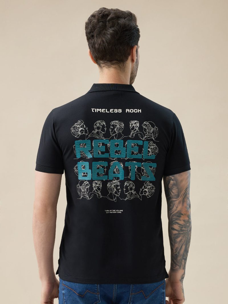 Status Quo Men'S Half Sleeve Typography Polo T-Shirt With Back And Chest Print