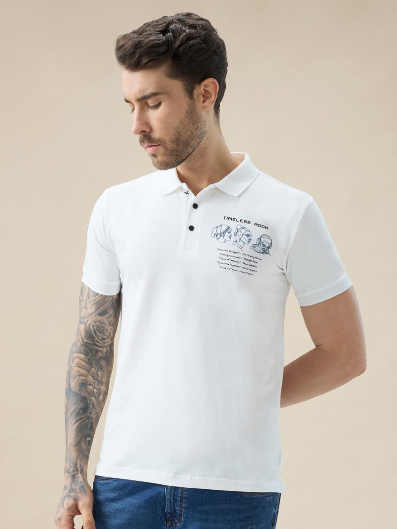 Status Quo Men'S Half Sleeve Typography Polo T-Shirt With Back And Chest Print